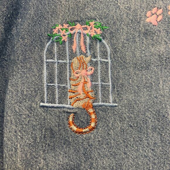 Vintage Cat Denim Grandma Shirt XL - Picture 6 of 8